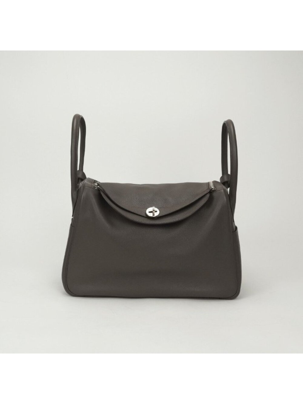 Hermes Lindy 34 Tote Shoulder Bag Evercolor Etain Gray Silver 2-Way